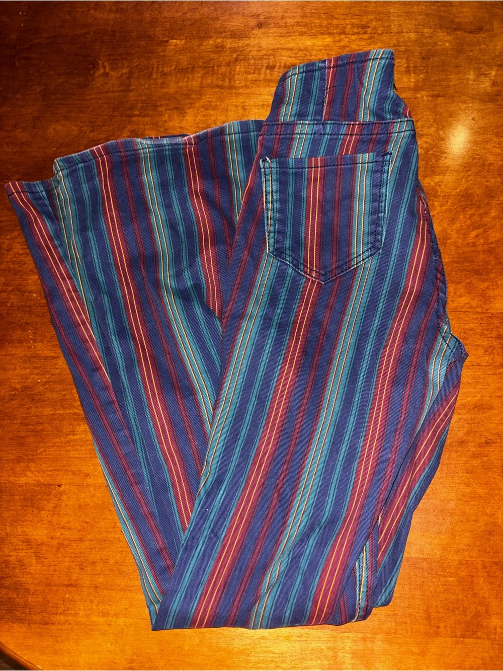 Rock & Roll Cowgirl Blue, Red & Teal Striped Wide-Leg Jeans